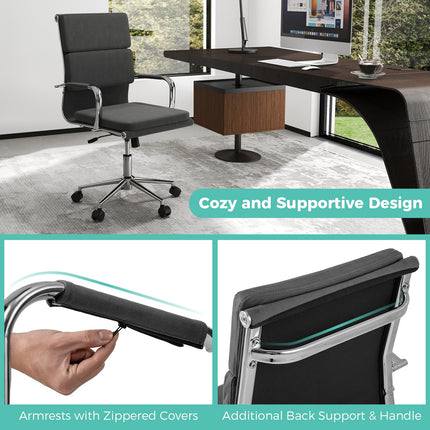Dreamade Ergonomic Office Chair Mid Back Fabric Desk Chair with Armrest