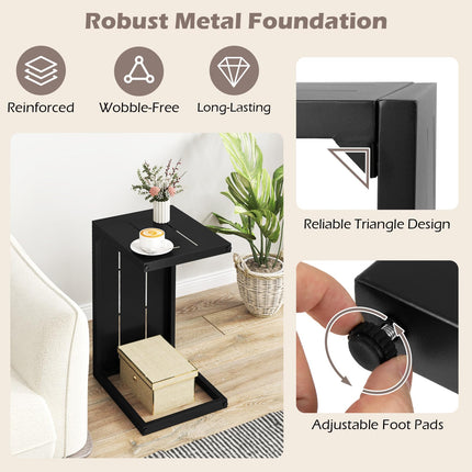 Dreamade C-Shaped End Table with Adjustable Foot Pads