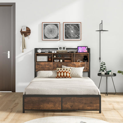 Dreamade Queen/Full Size Bed Frame with Storage Headboard