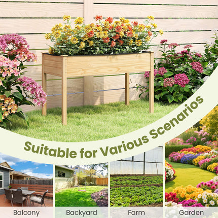 Dreamade 47"x23"x30" Elevated Wood Planter Box with Liner