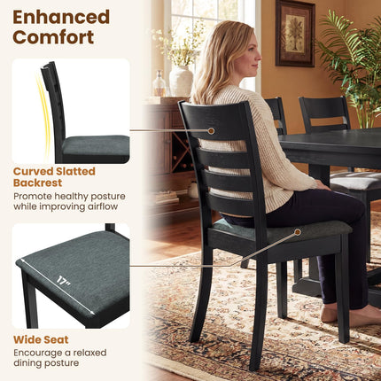 Dreamade Wooden Upholstered Kitchen Chair w/Rubber Wood Frame (2/4)