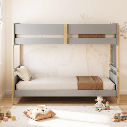 Dreamade Twin Over Twin Bunk Bed with Ladder for Kids Teens Bedroom