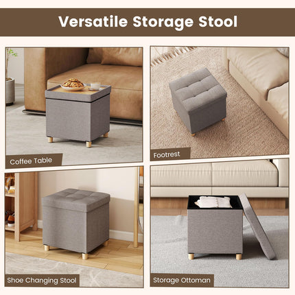 Dreamade 18 Inches Ottoman with Storage and Rubber Wood Legs