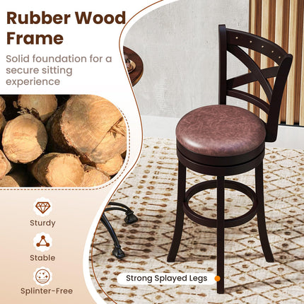 Dreamade 30" Swivel Bar Stools with Footrest & Rubber Wood Frame