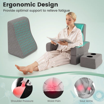Dreamade Reading Pillow for Gaming Extra Large Lap Desk for Laptop with Back Arm Rest & Cup Holder for Adult
