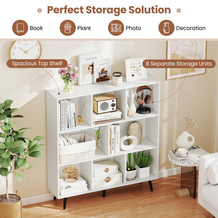 Dreamade 3 Tier Modern Bookshelf with 5 Metal Legs for Living Room