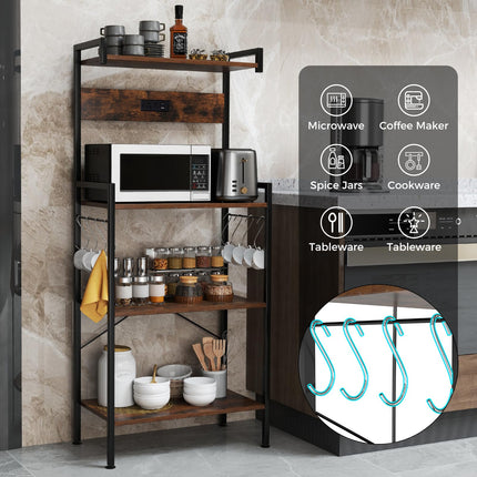 Dreamade Bakers Rack with Storage 4 Tiers Shelf