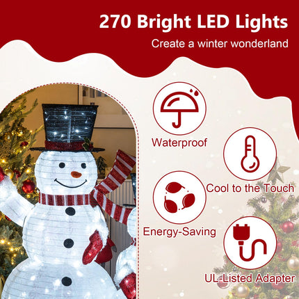 3-Piece Pre-Lit 3D Snowman Set with 270 LED Lights