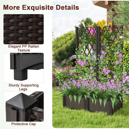 Dreamade 2 Pack Raised Garden Beds with Trellis