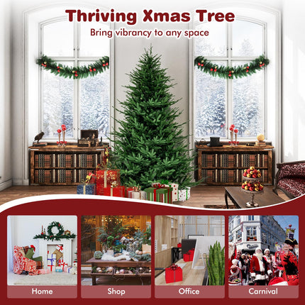 Dreamade 6ft Pre-Lit Artificial Christmas Tree, Hinged Xmas Tree with 280 Warm-White LED Lights