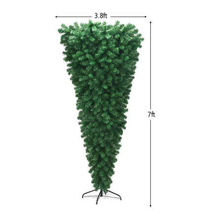 Dreamade 7FT Upside Down Tree, Artificial Christmas Tree with Metal Stand - DreamadeUS