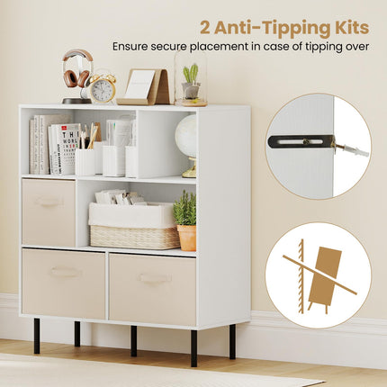 Dreamade 6-Cube Bookshelf 3-Tier White Bookcase