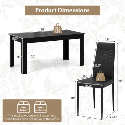 Dreamade Dining Table Set for 4 or 8, Modern Rectangular Kitchen Table Set w/ PVC Leather Dining Chairs