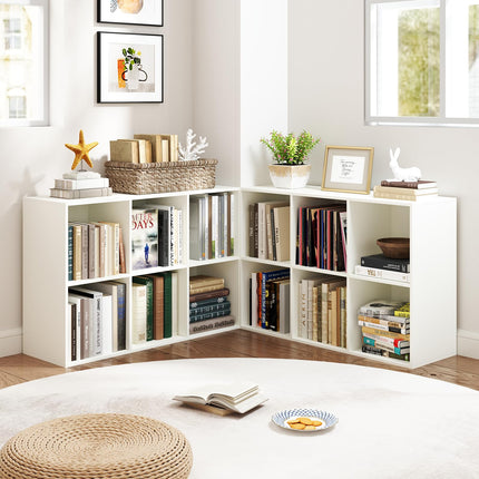 Dreamade 6-Cube Bookcase, 3-Tier Cubby Bookshelf, Horizontal Vertical Display Rack with Anti-Tipping Kits