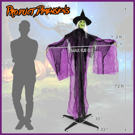 Dreamade 7.2 FT Halloween Animatronic Witch, Animated Standing Poseable Figure with Light up Eyes