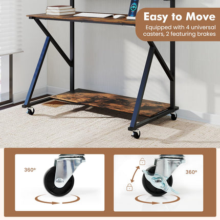 Dreamade Rolling Computer Desk with Charging Station