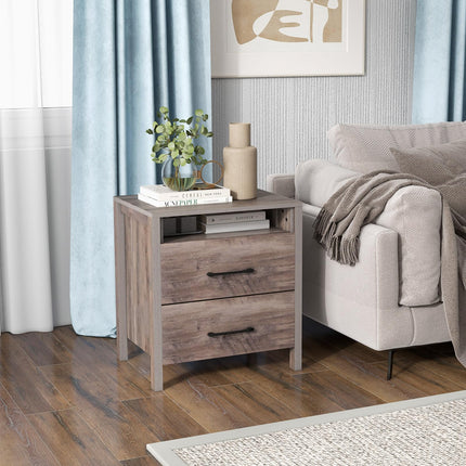 Dreamade Farmhouse Nightstand, Rustic Wood Bedside Table