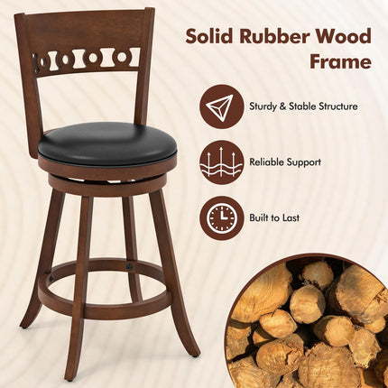 Dreamade Swivel Bar Stools, Counter Height Bar Chairs with Back