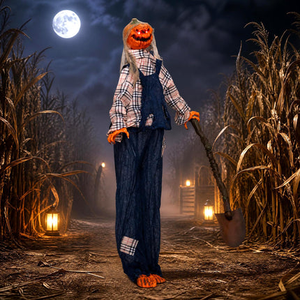 DREAMADE 5.3 FT Animated Halloween Pumpkin Man, Animatronic Prop