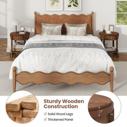 Dreamade Round Side Tables Set of 1/2 | 2-Tier Retro End Tables with Drawer & Shelf