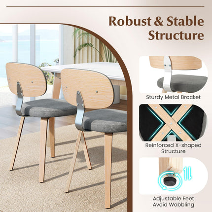 Dreamade Wooden Dining Chairs Set of 2/4 Fabric Upholstered Kitchen Chairs