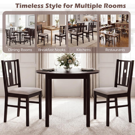 Dreamade Wood Dining Chairs w/Fabric Padded Seat & Slatted Curved Back (2/4)