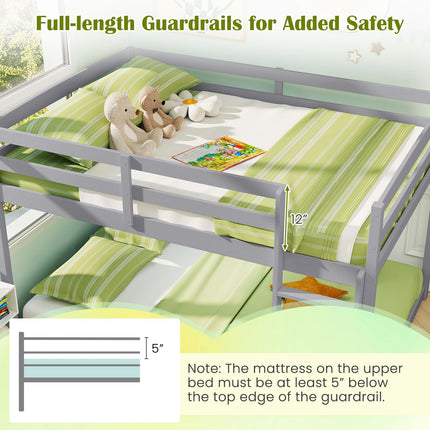 Dreamade Full Over Full Bunk Bed Solid Wood Kids Bunk Bed with Full-Length Guardrails