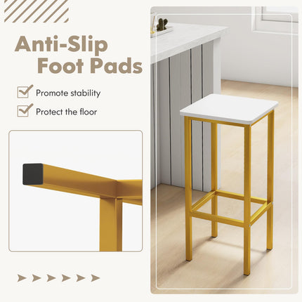 Dreamade Bar Stools Set of 4, 26" Backless Barstools with Metal Legs & Footrest, Breakfast Bar Dining Chairs