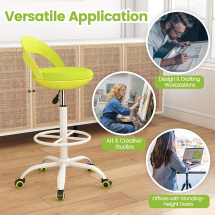 Dreamade Drafting Chair with Back Ergonomic Rolling Stool with Footrest