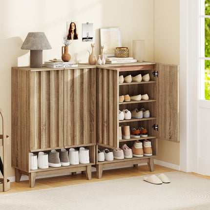 Dreamade Wooden Shoe Cabinet with 2 Fluted Doors