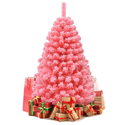 Dreamade 4.5ft Pink Artificial Christmas Tree, Unlit Hinged Snow Flocked Xmas Tree w/ 348 PVC Branch Tips & Metal Stand - DreamadeUS