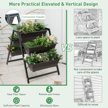 Dreamade Set of 2 Vertical Raised Garden Bed, 5 Planter Boxes Container w/ Drainage Holes