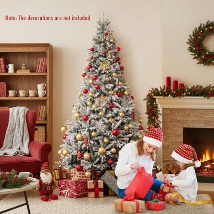 Dreamade 7 FT Half Snow Flocked Christmas Tree with 240 Warm White & Multicolored LED Lights