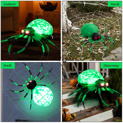 DREAMADE Giant Lighted Halloween Inflatable Spider with Detachable Cobweb