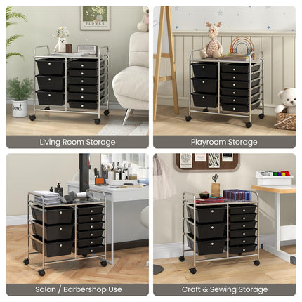 Dreamade 9 Drawers Rolling Cart, Classroom Organizers, Storage Cart with Wheels
