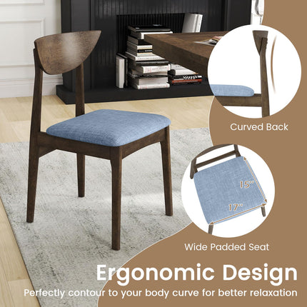 Dreamade Wooden Dining Chairs Set of 2/4 Linen Fabric Upholstered Kitchen Chairs