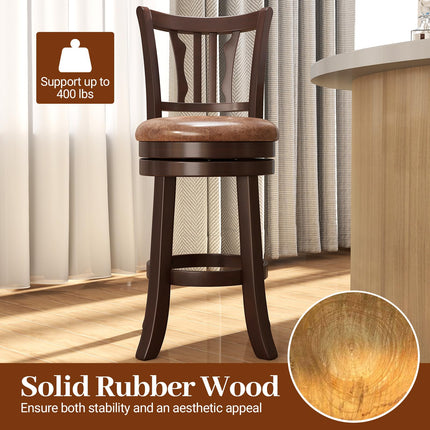 Dreamade 26" Upholstered Counter Height Swivel Bar Stools Set of 2/4 with Back and Solid Rubber Frame