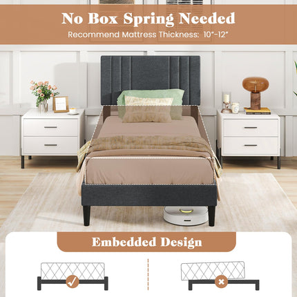 Dreamade Queen/Full/Twin Size Modern Upholstered Platform Bed Frame with Vertical Channel Tufted Headboard