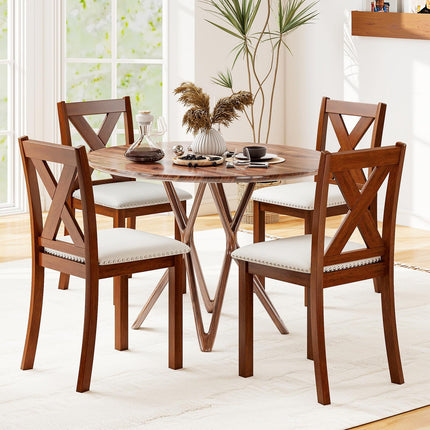 Dreamade Wooden Dining Chair Set of 2/4 with Padded Seat and Curved Back