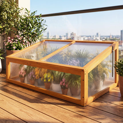 Dreamade Portable Raised Planter Bed Protection with Transparent Flip-top Roof