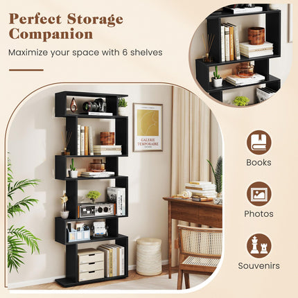 Dreamade S Shaped Bookcase with 2 Anti Tipping Kits