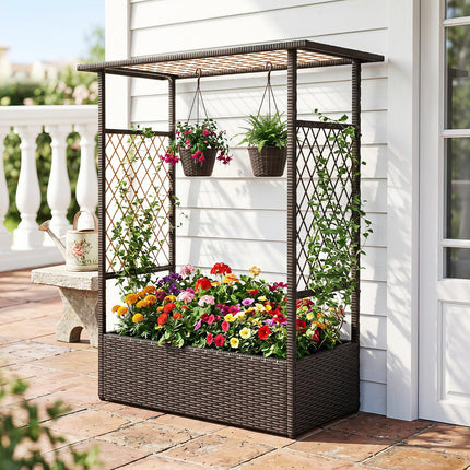 Dreamade Raised Garden Bed with Trellis & Hanging Roof