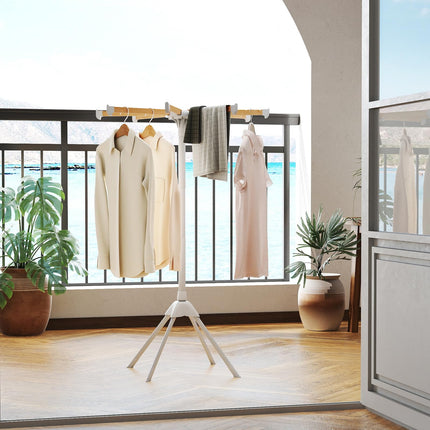 Dreamade 4 Legs Foldable Clothes Drying Rack with 8 Bamboo Hanging Rods and 40 Hanger Slots