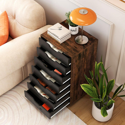 Dreamade 7-Drawer Chest Wooden Storage Dresser with Lockable Wheels