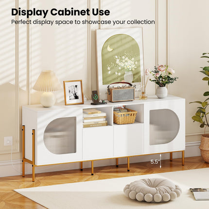 Dreamade White TV Stand for TVs up to 70" Modern Entertainment Center with Power Outlets