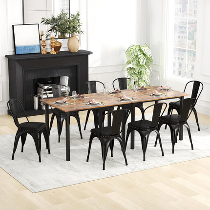 Dreamade Metal Dining Chairs Set of 4 with Detachable Backrest & PU Leather Padded Seat