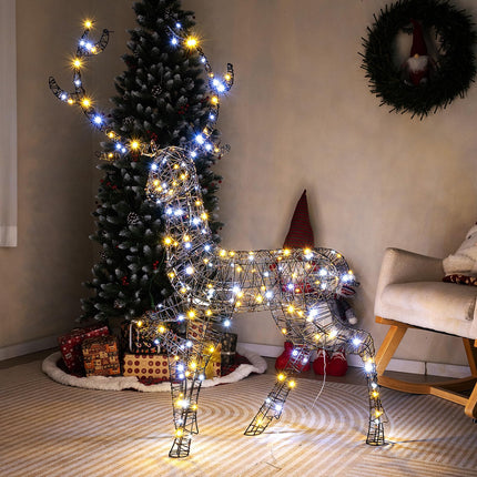 Dreamade 4.6 FT Pre-Lit Christmas Reindeer, 3D Buck Decoration with 300 Bright LED Lights