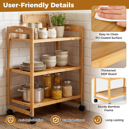 Dreamade 3-Tier Rolling Storage Cart for Living Dining Room