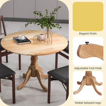 Dreamade Wooden Dining Table, Dining Table with 40" D Round Tabletop & Curved Trestle Legs