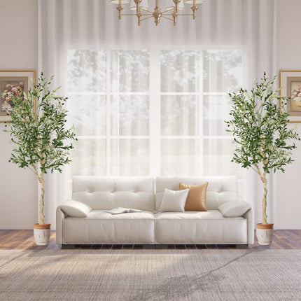 Dreamade 6ft Artificial Olive Tree, Tall Fake Potted Olive Silk Tree with Planter